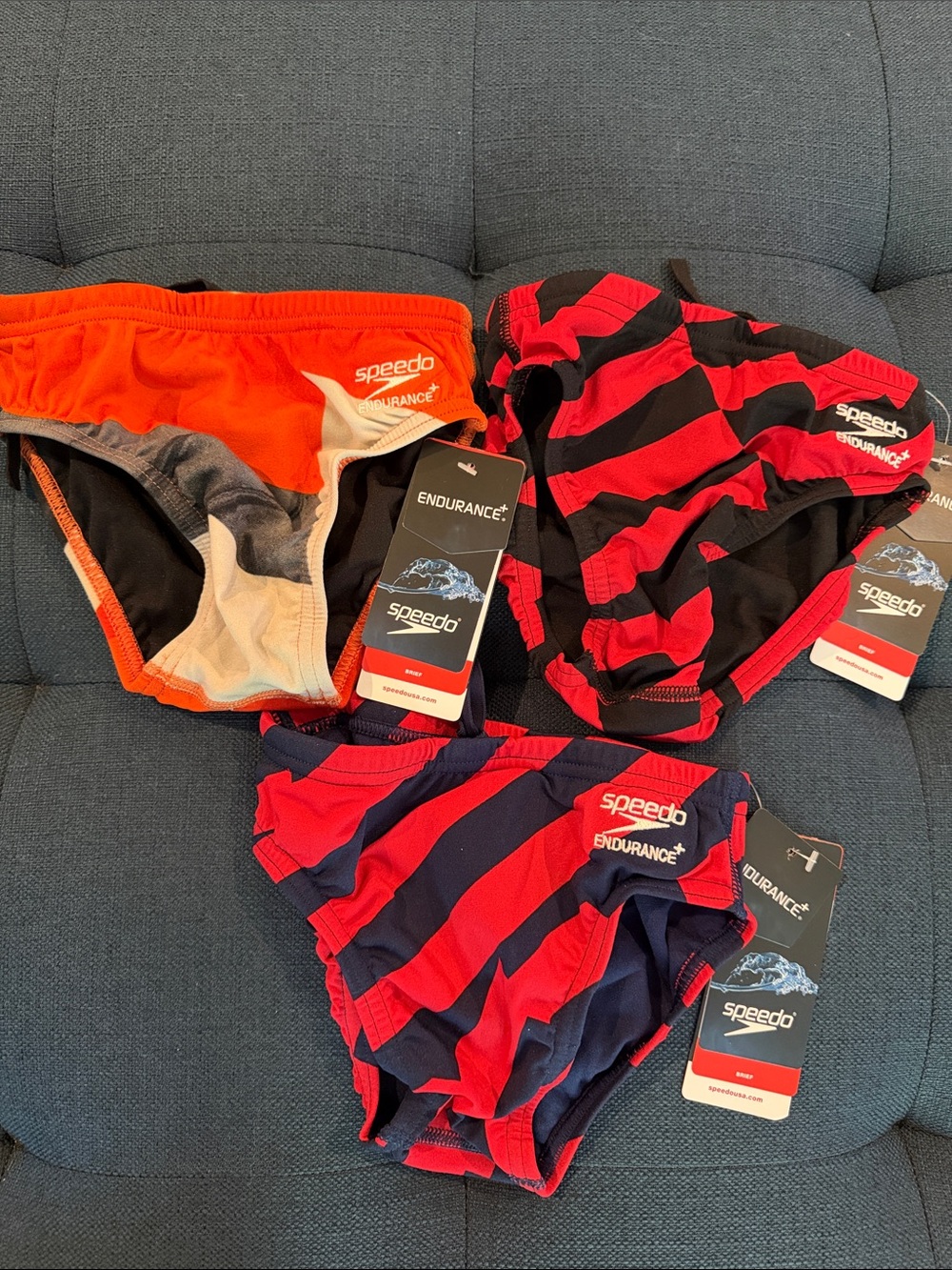 Youth Speedo Endurance+ Swim Briefs Bundle of 3 NEW waist 22 competitive Euro